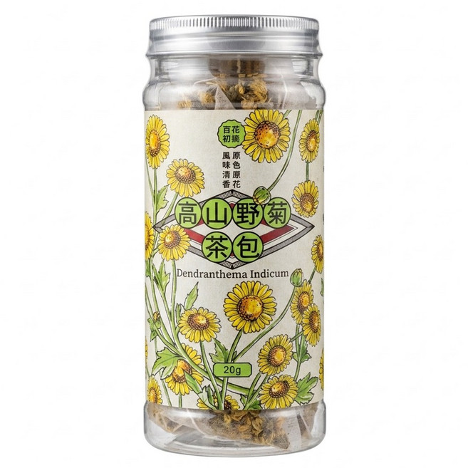 山海經脈 高山野菊 油菊 茶包, 1g, 20包, 1瓶