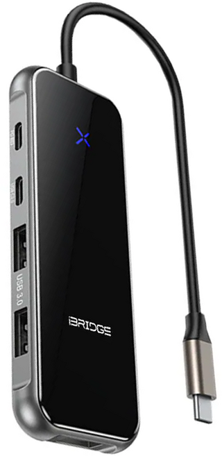 iBRIDGE 8合1 Type-C Hub 多功能4K轉接器, 11.5cm, 黑色, 1個