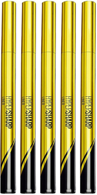MAYBELLINE 媚比琳 台灣公司貨 超激細抗暈眼線液 抗手震版 0.5g, 黑色, 5支