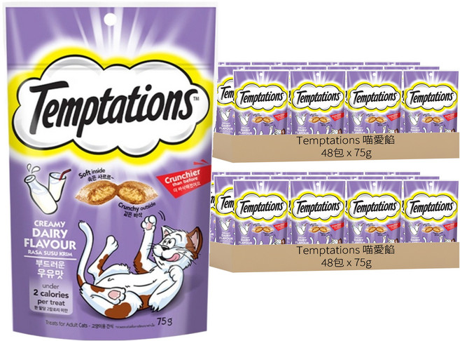 Temptations 喵愛餡 貓點心, 香濃牛奶口味, 75g, 96包