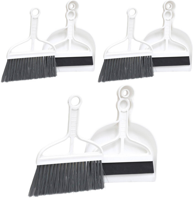NEXCLEANS 舞水痕 小輕新刮桌掃組 掃把 + 刮刀 + 畚斗, 3組, 白色 + 黑色