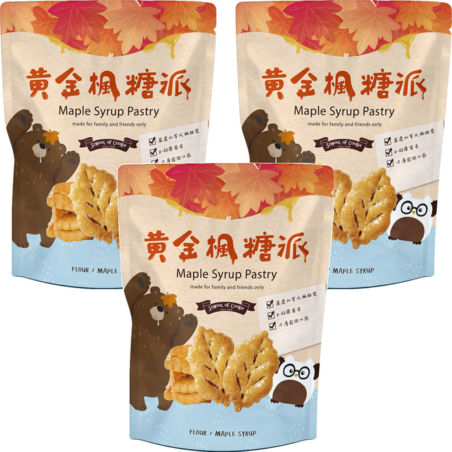 School of Cookie 台灣優格餅乾學院 黃金楓糖派, 230g, 3包