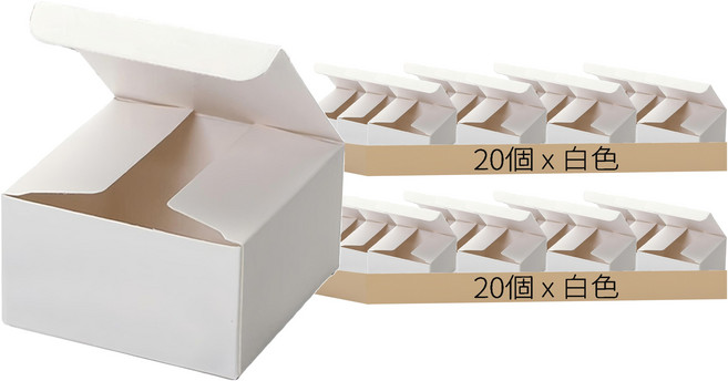 Indikay 白色素面禮物盒 1號 8 x 8 x 4.5公分 20入, 40個, 白色