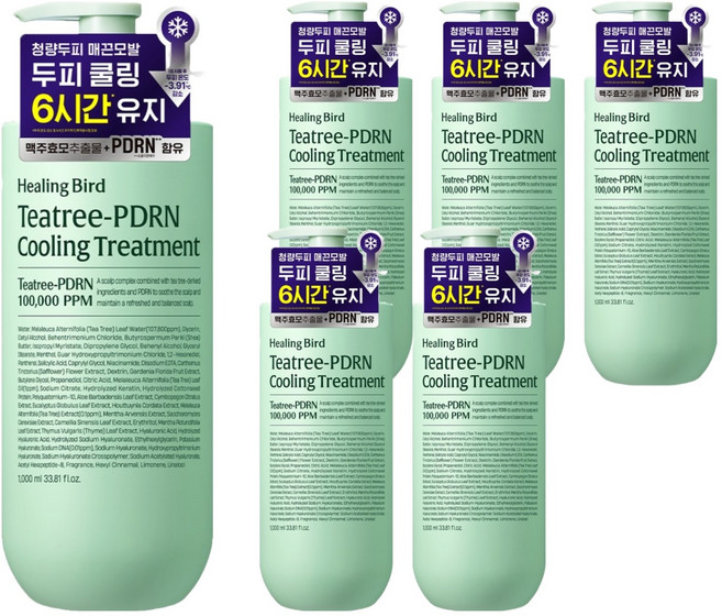 Healing Bird 茶樹PDRN矽膠FREE涼感防脫髮護髮素, 6個, 1L