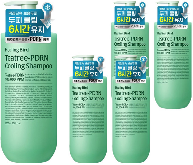 Healing Bird 茶樹PDRN強健髮根清涼洗髮精, 5個, 1L