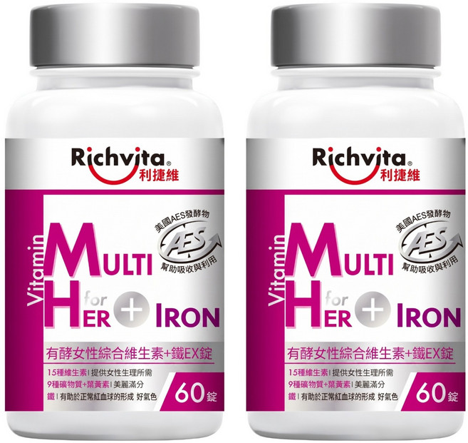 Richvita 利捷維 有酵女性綜合維生素 + 鐵EX錠, 60顆, 2瓶