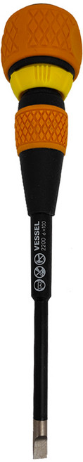 VESSEL Tools 一字電工棘輪起子 B-2200 100 x 6mm 125g, 1支