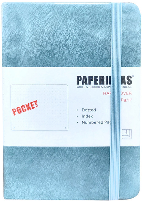 PAPERIDEAS A6 硬皮 188頁 點陣筆記本, 霧藍色, 1本