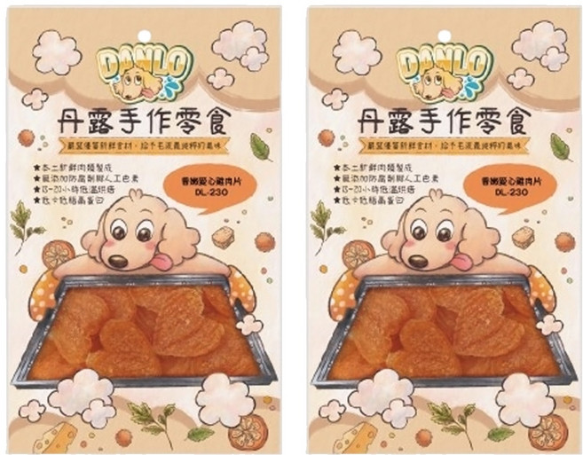 DANLO 丹露 手作肉乾零食 香嫩愛心雞肉片 低卡高蛋白 訓練獎勵, 100g, 2包