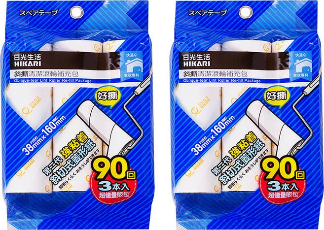 HIKARI 日光生活 斜撕清潔滾輪補充包 R867 90回 3捲, 2組