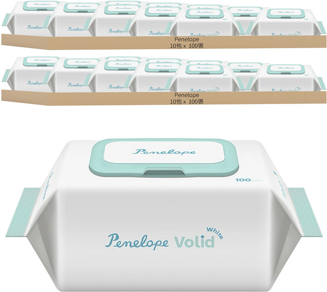 Penelope Volid White 低敏嬰幼兒濕紙巾, 100張, 20包