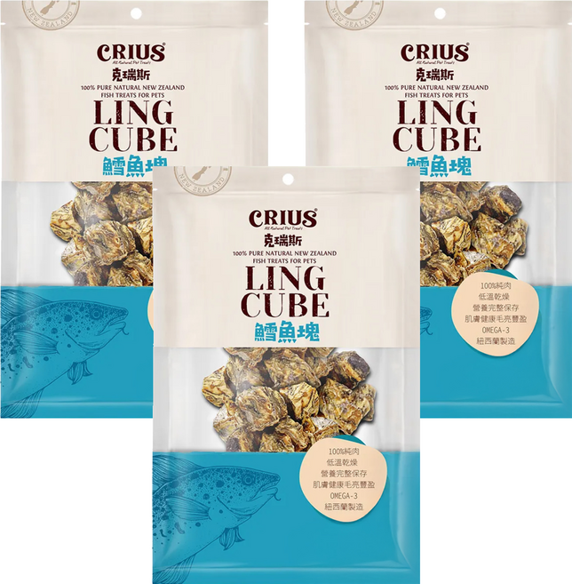 CRIUS 克瑞斯 惜時 天然紐西蘭點心, 鱈魚塊, 70g, 3包