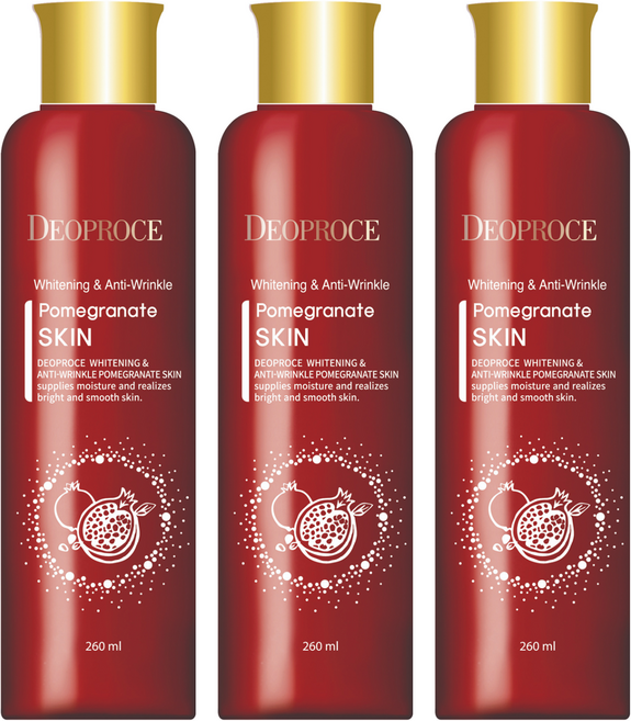 DEOPROCE 迪普詩 台灣公司貨 紅石榴嫩白保濕化妝水, 260ml, 3瓶