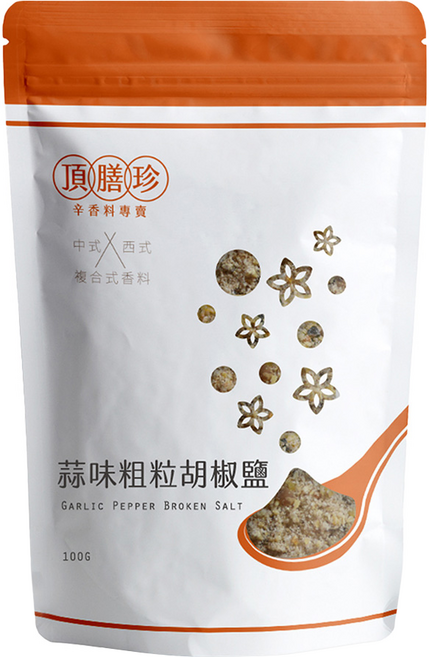 頂膳珍 蒜味粗粒胡椒鹽, 100g, 1包
