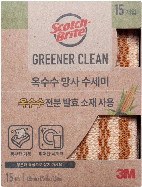 3M Scotch-Brite 百利 玉米纖維網狀菜瓜布組, 15入, 1盒