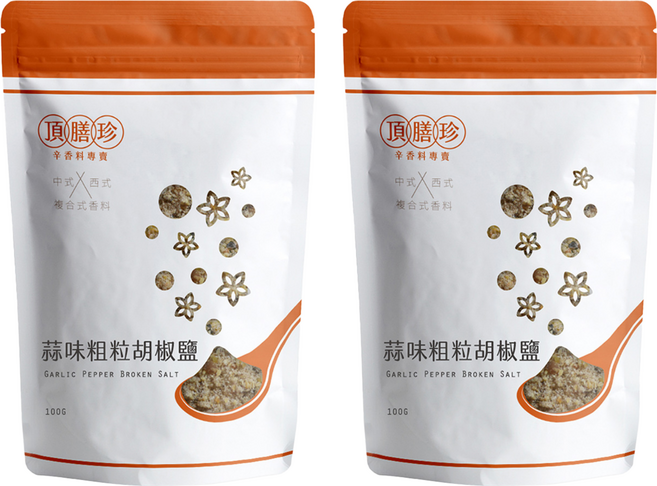 頂膳珍 蒜味粗粒胡椒鹽, 100g, 2包