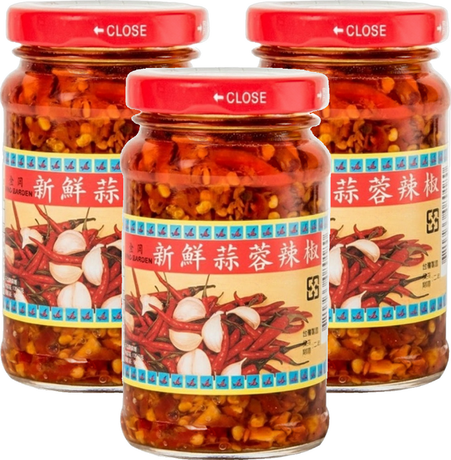 KING GARDEN 金岡 新鮮蒜蓉辣椒, 135g, 3瓶