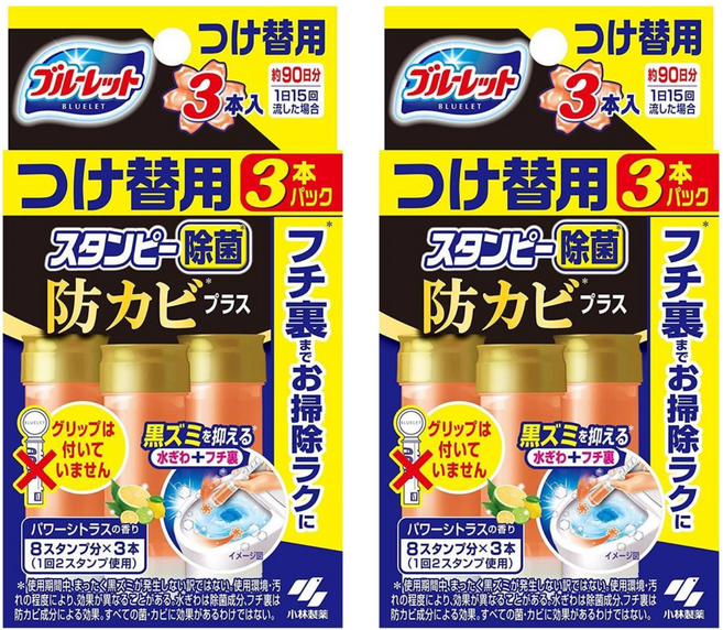 KOBAYASHI 小林製藥 BLUELET 馬桶除臭凝膠條裝 補充 23RN Super柑橘 28g 3入, 2組