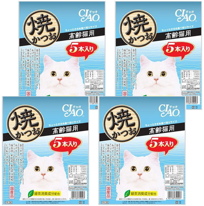 INABA CIAO 宗田鰹燒魚柳條 高齡貓, 海鮮, 110g, 4袋