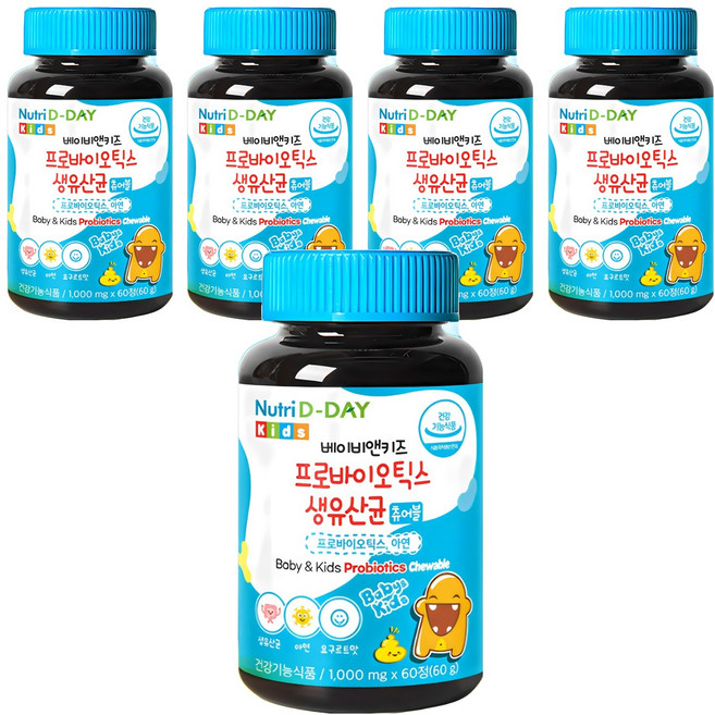 Nutri D-DAY 嬰兒與兒童益生菌 活性乳酸菌, 60錠, 5個