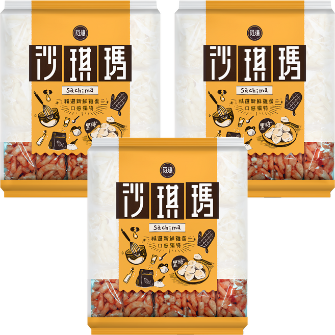 冠億食品 黑糖沙琪瑪, 300g, 3袋