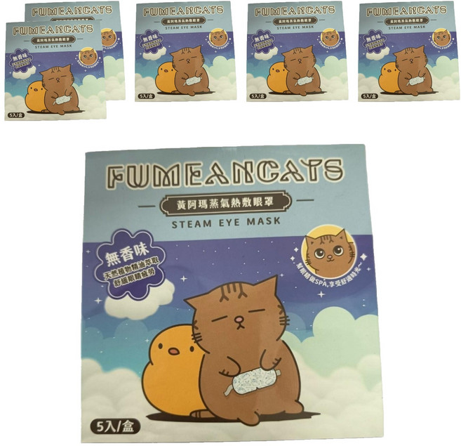 Fumeancats 黃阿瑪的後宮生活 蒸氣熱敷眼罩 無香味, 5片, 6組