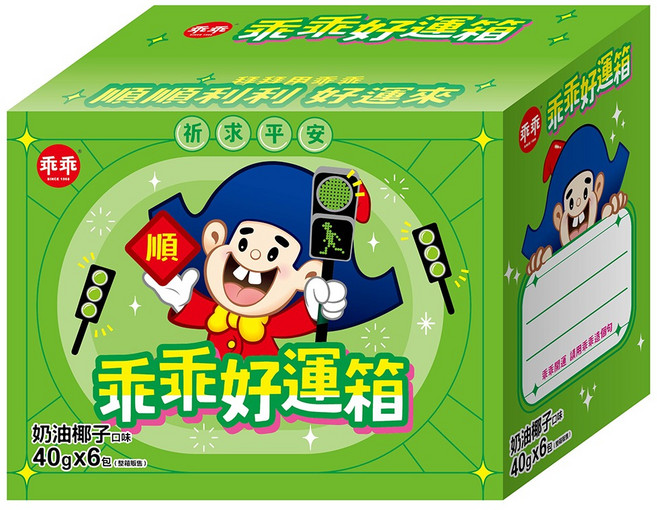 乖乖 好運箱 奶油椰子口味(中元拜拜箱) 6包入, 奶油椰子6包, 1盒