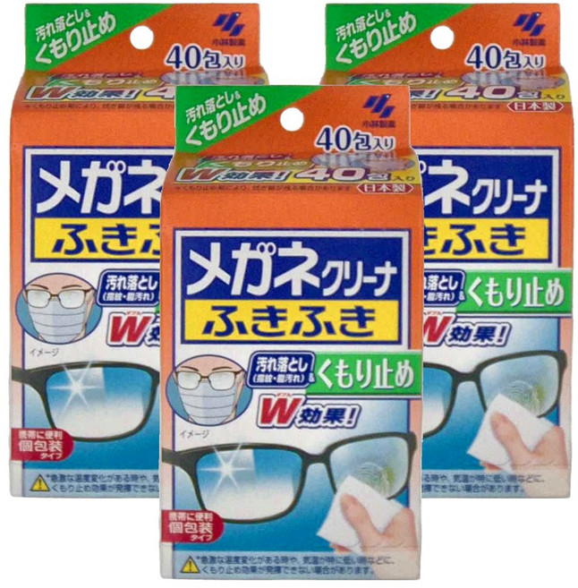 KOBAYASHI 小林製藥 眼鏡拭鏡布 除霧型 40包, 橘色, 3盒