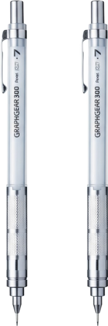 Pentel 飛龍文具 GRAPHGEAR 300 製圖鉛筆 XPG317-TWX 白桿, 0.7mm, 2支