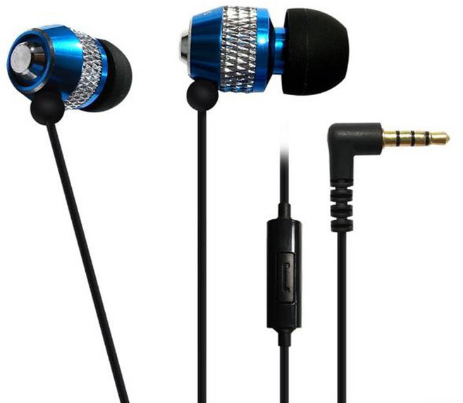 a plus Wired 入耳式 耳機 鋁合金 立體聲 內建麥克風 3.5mm 藍色 ASH-202 適用於智能手機