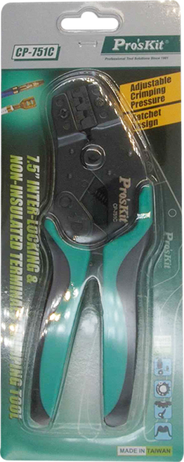 Pro'sKit 寶工 7.5吋接續裸端子棘輪壓著鉗 CP-751C, 1支