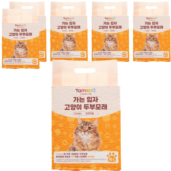 Tamsaa 1.5mm細豆腐貓砂, 原味, 10L, 6包