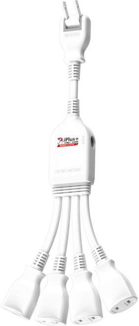 iPlus 保護傘 1對4可轉向安全電源線組/擴充插座 PU-2040, 白色