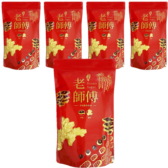 老師傅 黑糖玫瑰四物茶磚, 45g, 11包, 5袋