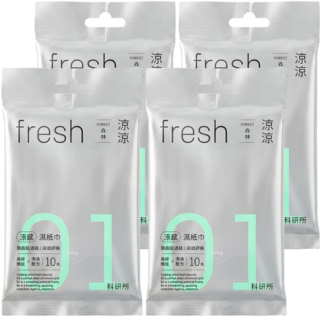 Shallop 刷樂 涼感濕紙巾 森林, 4個, 10張, 67.5g