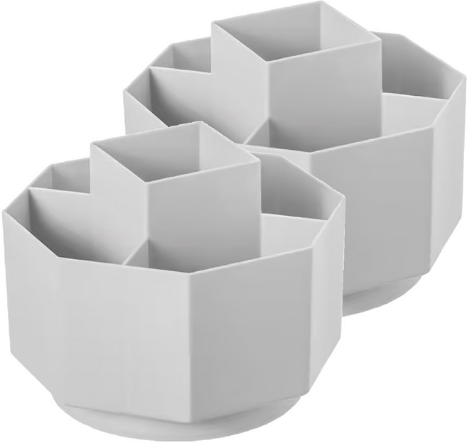 FAmILyLIFE 生活 360度旋轉妝品文具收納盒 A-174-W 14 x 14 x 11.5cm 180g, 白色, 2個