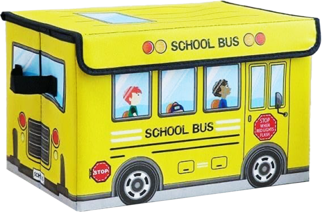 卡通車頭玩具收納箱 校車, 黃色, 1個