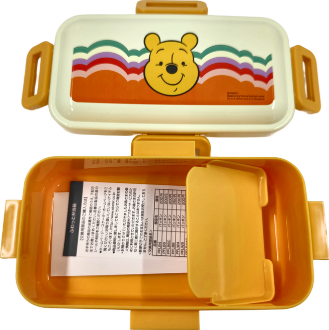 Skater POOH 樂扣便當盒 18.6 x 10.8 x 6.2cm 530ml, POOH 土黃色, 1個