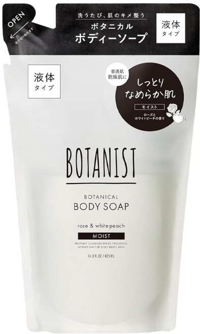 BOTANIST 植物性沐浴露補充包 玫瑰和白桃香, 425ml, 1包