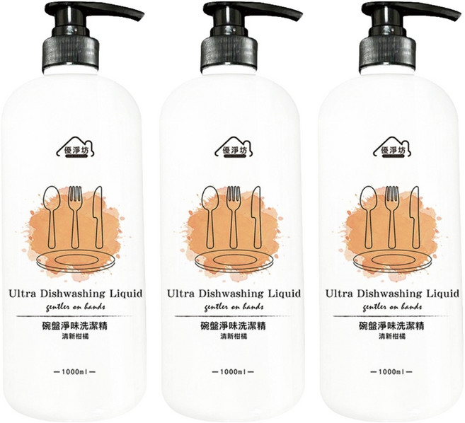 優淨坊 深層淨味碗盤洗潔精 1000ML, 3個