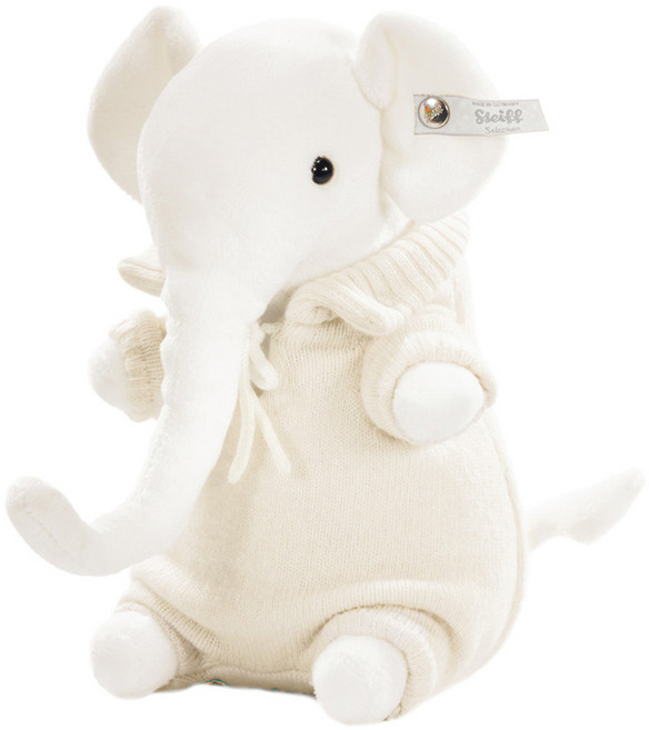 Steiff 德國金耳釦泰迪熊 大象, 21cm, 白色, 1個