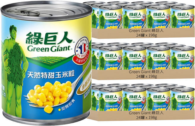 Green Giant 綠巨人 天然特甜玉米粒, 198g, 72罐