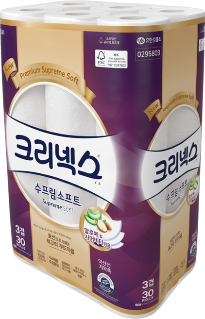 Kleenex 特級棉柔 三層捲筒衛生紙, 30m, 30捲, 1袋