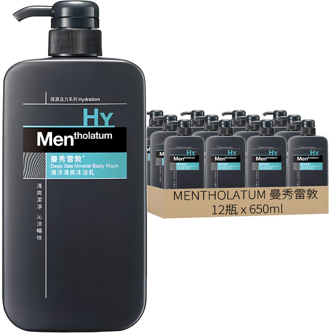 MENTHOLATUM 曼秀雷敦 男士海洋清爽沐浴乳 薄荷, 650ml, 12件