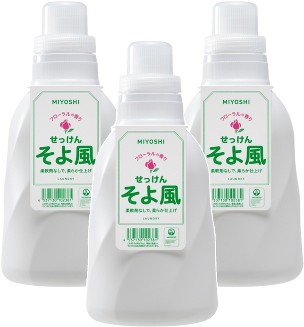 MIYOSHI 本體 微風花香 MIYOSHI 玉之肌 無添加洗衣精, 1.1L, 3瓶