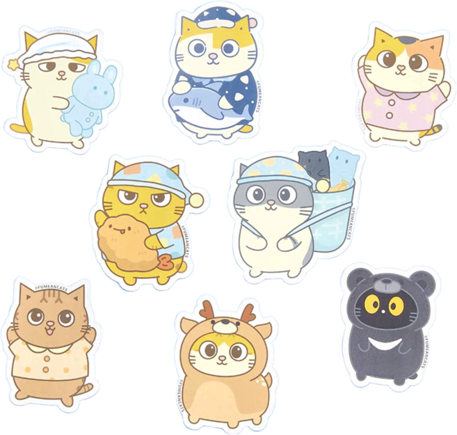FUMEANCATS 黃阿瑪的後宮生活 後宮夢之船造型貼紙 全套 7 x 5.5cm, Multicolor, 1組
