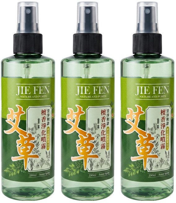 Jie Fen 潔芬生活 淨化噴霧, 艾草檀香, 250ml, 3瓶