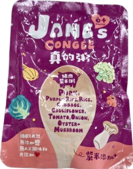 JANE's CONGEE 真的粥 豬肉紫米粥, 150g, 1包