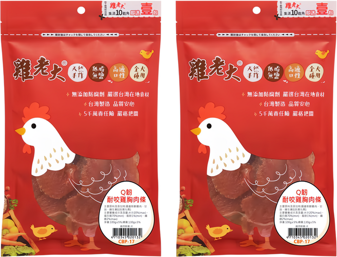 雞老大 雞胸肉條, Q韌耐咬雞胸肉條, 100g, 2包