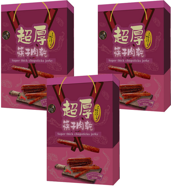 SUNFOOD 太禓食品 超厚筷子肉乾伴手禮盒 川辣, 240g, 3盒